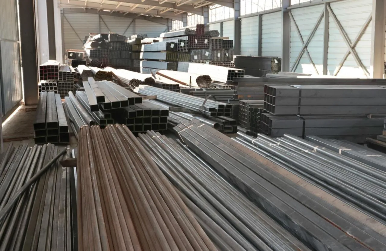Steel tubes and sections in storage